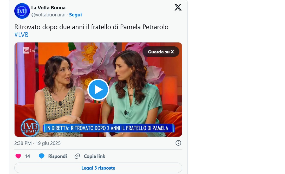 Pamela Petrarolo, ritrovato il fratello Manuel. L'appello della gieffina a La Volta Buona